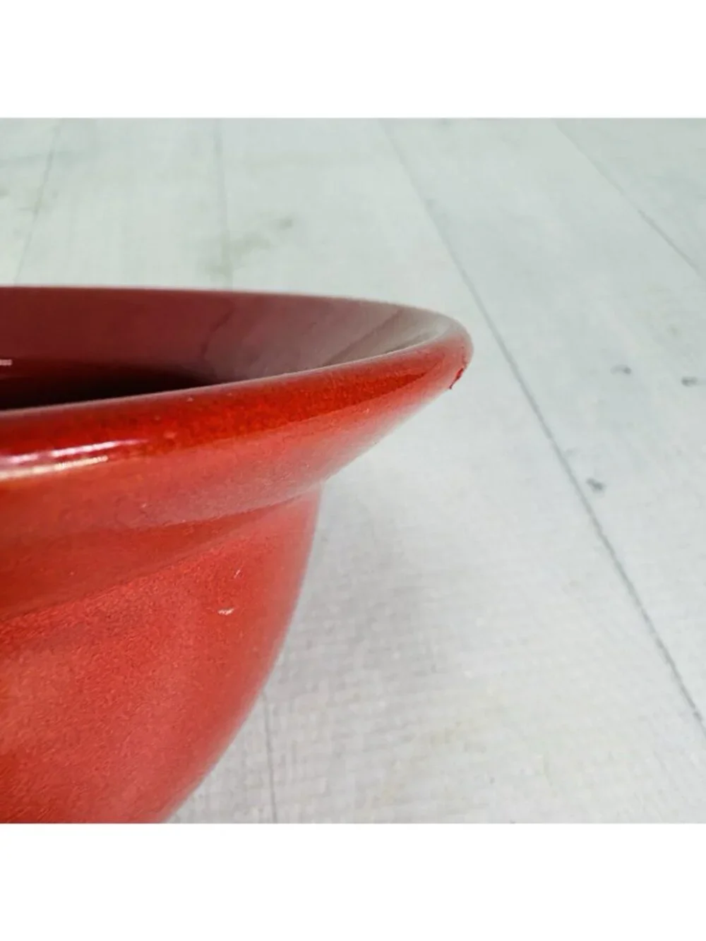 Pier 1 RED Solid Colored Rimmed Earthenware Spain 6.75